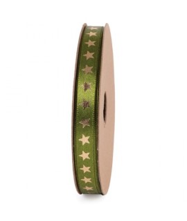 NASTRO REG.NAT.VERDE STELLE ORO MM9X10MT