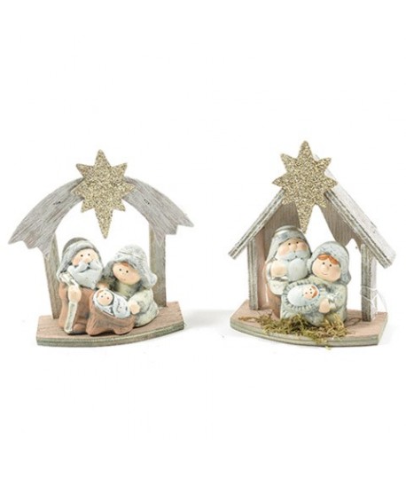 PRESEPE CERAMICA/LEGNO 13X6X15H 60867BIA