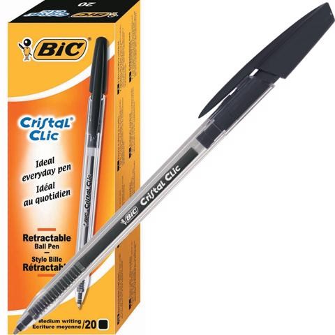 Comprare PENNA SFERA BIC CRISTAL CLIC NERO 20PZ