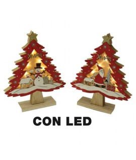 ALBERO LED LEGNO ROSSO CM14X5X16H 631396