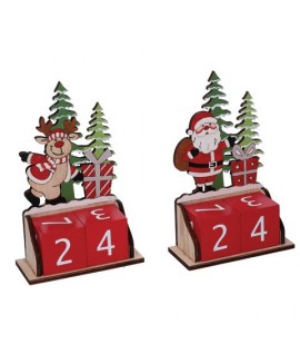 CALENDARIO NATALE LEGNO ROSSO H17 636601