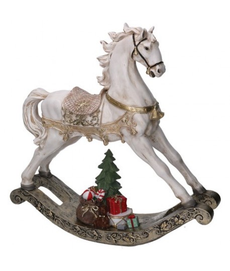 CAVALLO DONDOLO BIANCO/ORO H45 639715