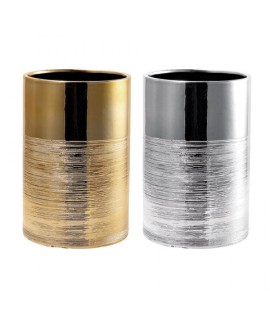 VASO CERAMICA ORO/ARGENTO D15H22H 103499