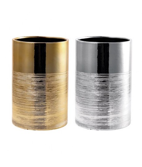 VASO CERAMICA ORO/ARGENTO D15H22H 103499