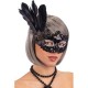 MASCHERA NERA PIUME E PAILLETTES CT1281