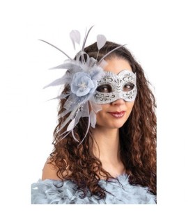 MASCHERA ARGENTO INTAGLIATA CT468 STRASS