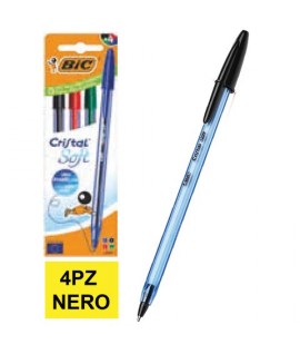 PENNA SFERA BIC CRISTAL SOFT.NERO BL.4PZ