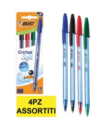 PENNA SFERA BIC CRISTAL SOFT.ASS. BL.4PZ