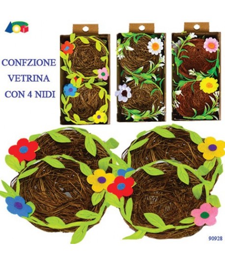 NIDI VUOTI CON DECORI FIORI 4PZ G90928