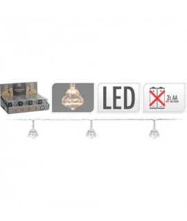 LUCI DIAMANTE 10LED B.CALDO BAT AX510005