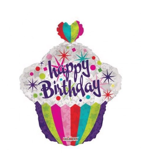 MYLAR SAGOMA CUP CAKE 22" HAPPY BIRTHDAY