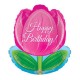 MYLAR SAGOMA TULIPANO 18" HAPPY BIRTHDAY