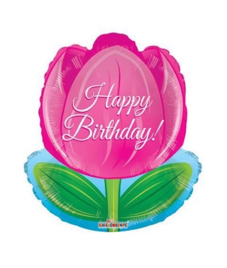 MYLAR SAGOMA TULIPANO 18" HAPPY BIRTHDAY