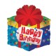 MYLAR SAGOMA SCATOLA 18" HAPPY BIRTHDAY