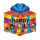 MYLAR SAGOMA SCATOLA 18" HAPPY BIRTHDAY