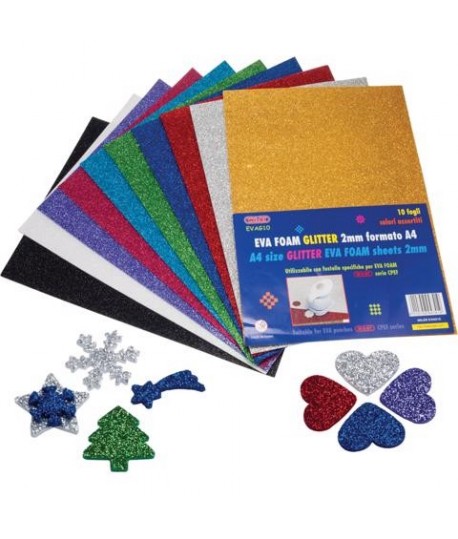 GOMME EVA A/4 COLORI ASS.GLITTER 10PZ