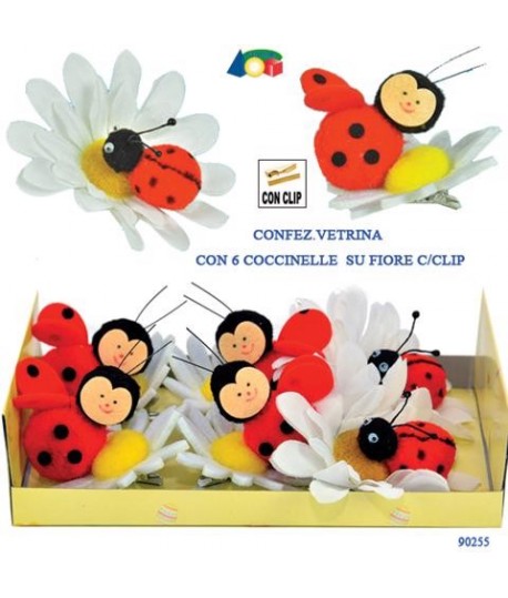 COCCINELLA CON FIORE E CLIP G90255 6PZ