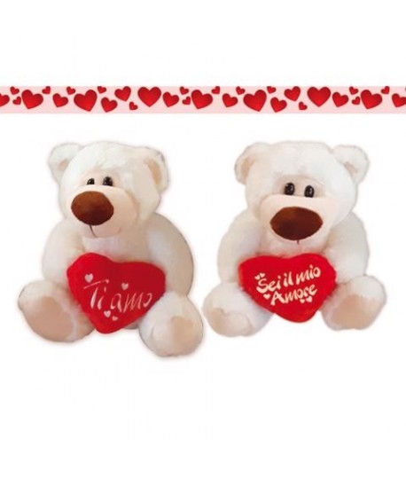 PELUCHE ORSO BIANCO C/CUORE CM.15 7291